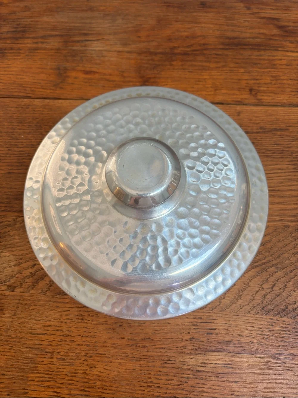 1950s MCM Silver Hammered Aluminum Ice Bucket with Lid. Made in Italy. Barware